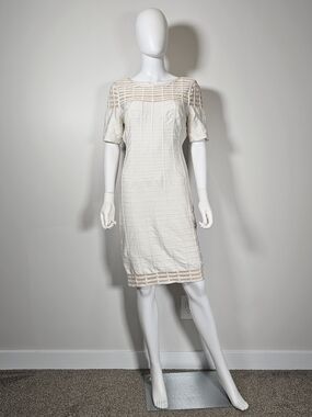 Herve Leger White and Beige Giselle Bandage Dress Sz M